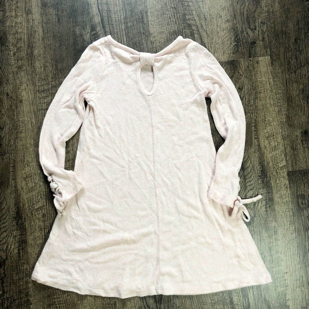 Btween Girls Size 7 Blush Pink Long Tie Sleeve Keyhole Back Tunic Sweater Shirt - Picture 2 of 7